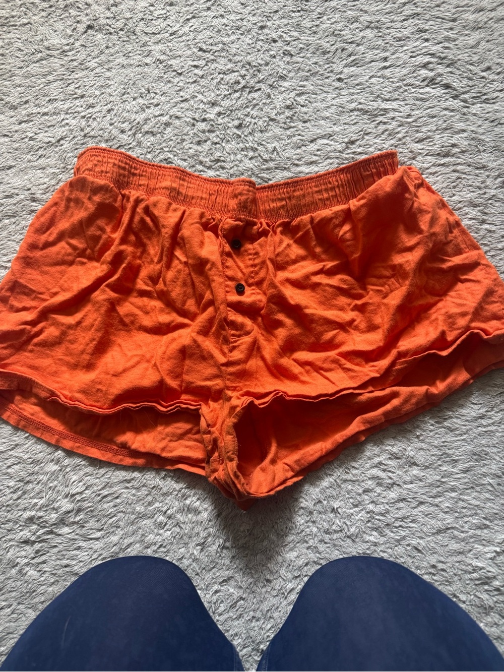 Women's Orange Cotton Lounge Shorts